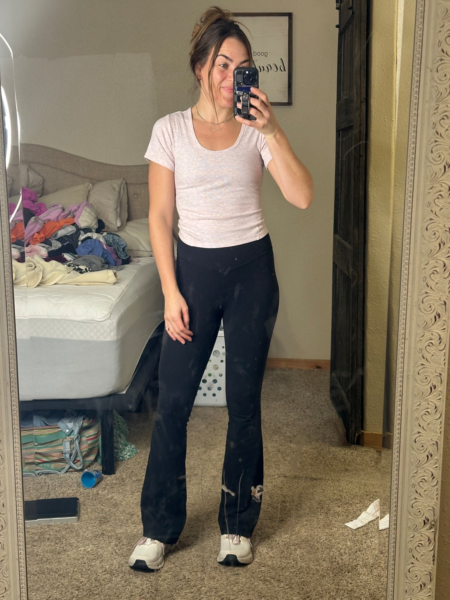 Get yourself these flare leggings. I’m 5’8 in a medium  

#LTKActive #LTKootd