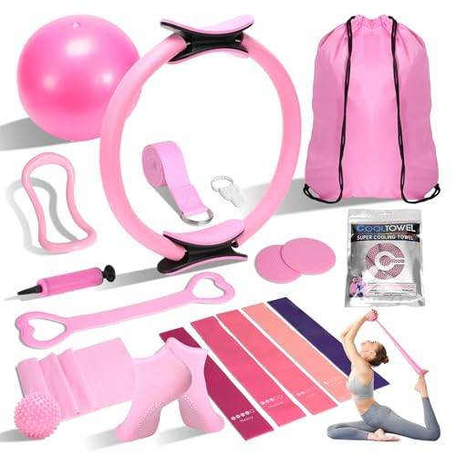 CARDOBIR Pilates Equipment for Women - at Home Pilates Kit 18Pcs with Resistance Bands, Figure 8 Band & More for Full Body Strength, Flexibility & Core Workouts (Simple) | Amazon (US)