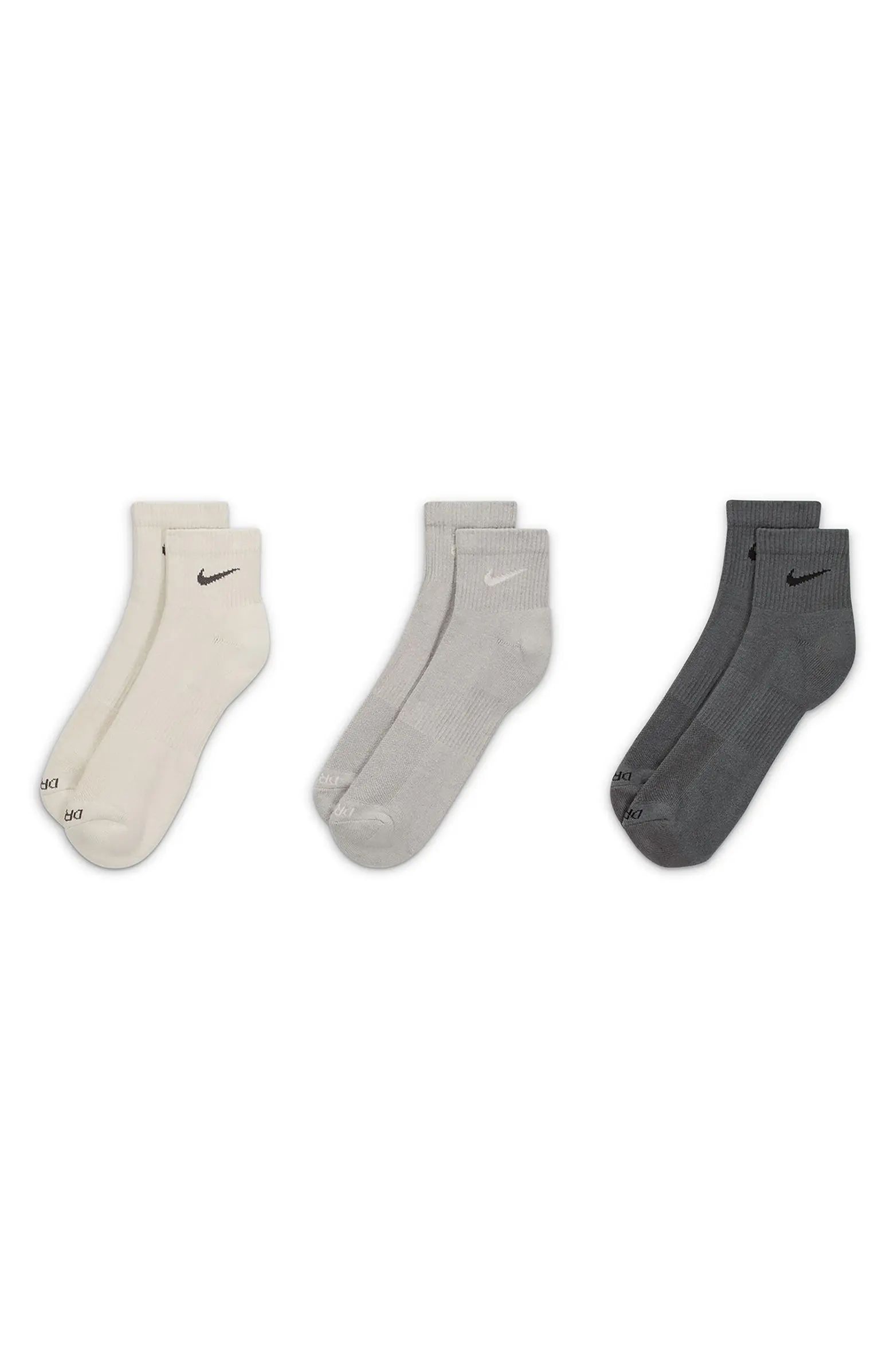 Dry 3-Pack Everyday Plus Cushion Ankle Training Socks | Nordstrom