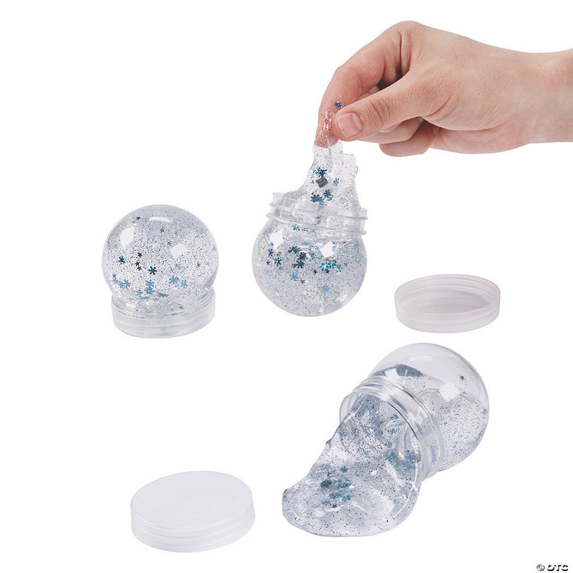2 1/2" Winter Glitter Snow Globe Slime Containers - 12 Pc. | Oriental Trading Company