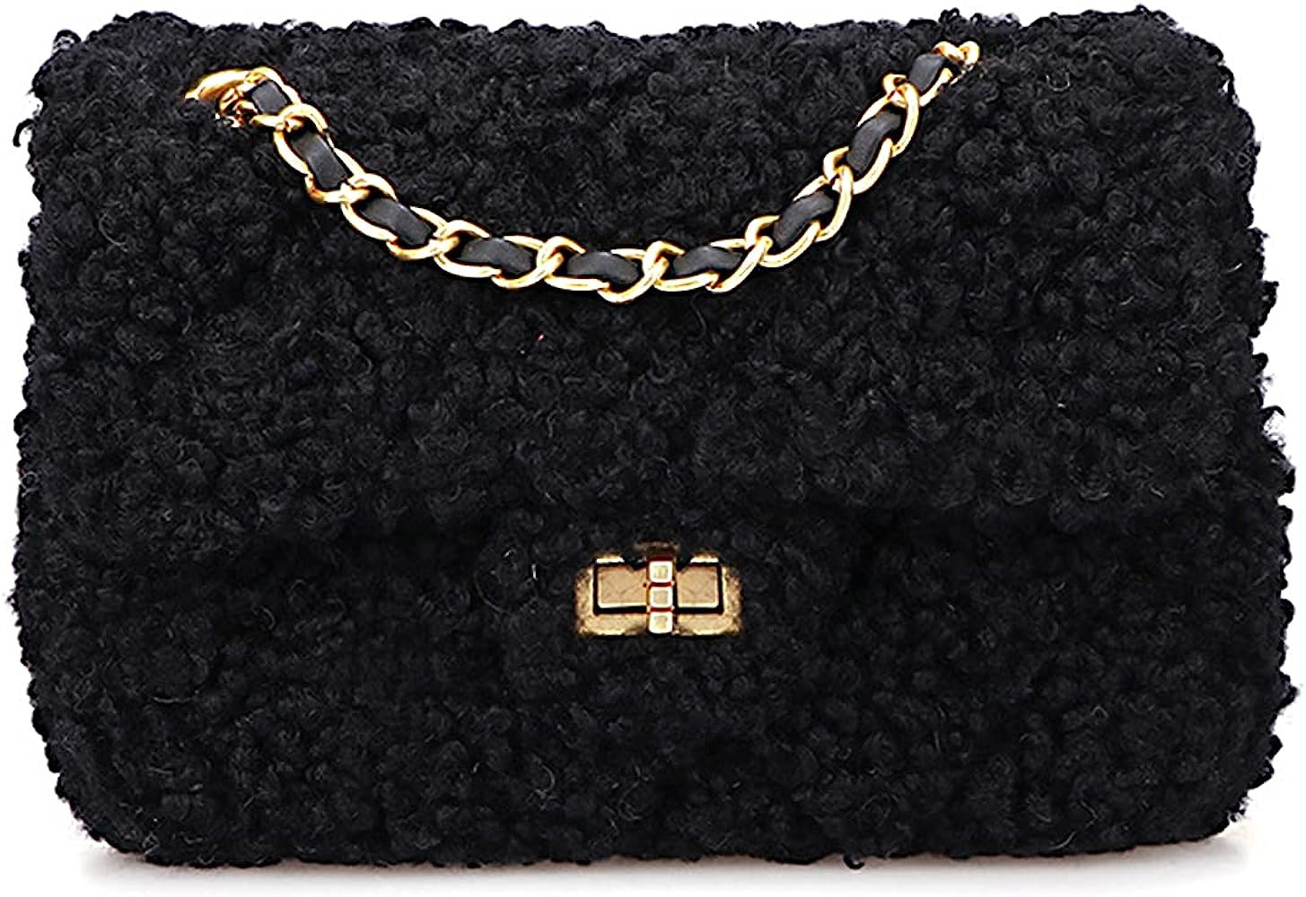 Women Plush Shoulder Bag Fashion Fluffy Crossbody Purse Soft Warm Shopping Dating Bag with Adjust... | Amazon (US)