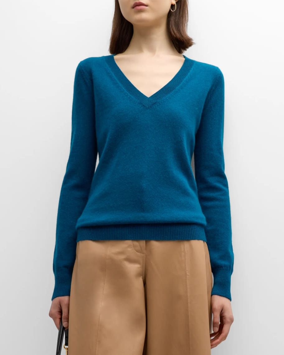 Neiman Marcus Cashmere Collection Cashmere Classic V-Neck Sweater | Neiman Marcus