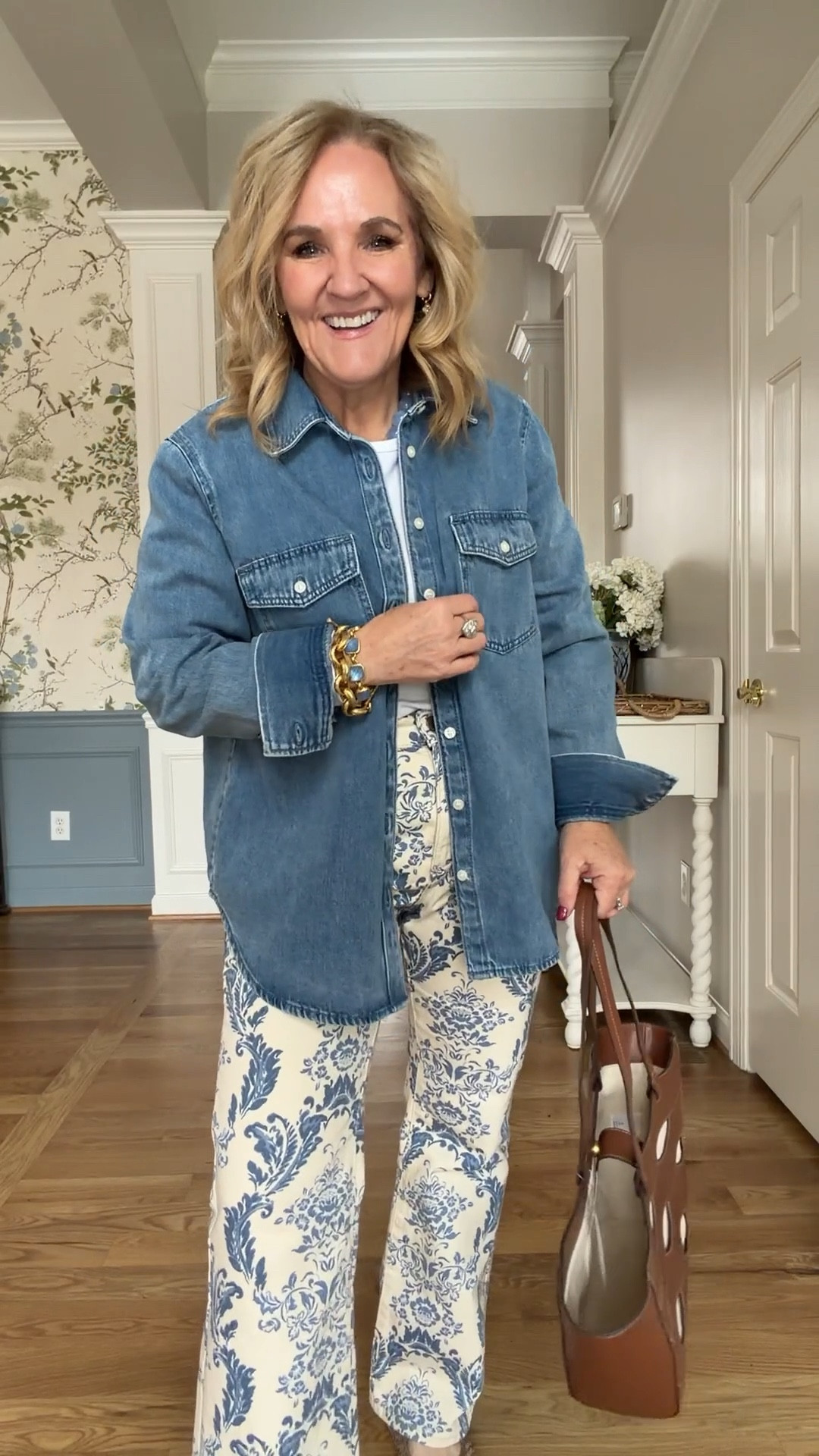 Ann Taylor tryon. Oh my these are great just check out my sizing recommendations below
Floral blouse size medium
Floral skirt medium petite
Navy blazer size 10, petite
Printed jeans, size 8 petite and they do not have any stretch. Eight petite gave me a little bit of rum for movement through the tummy and the bum area so I’d say they’re true to size. But if you don’t like jeans that don’t have stretch. These aren’t for you. I love them!
Polo a collar sweater size medium
Leisure set I’m wearing a medium in the top and a medium petite in the bottom. If you’re getting the light color, I would size up in the bottom.
Denim shirt jacket is a heavier denim. It’s definitely not a shirt to be tucked in. It’s very structured and I love it as a jacket. I did size up to a large and I’m glad I did.

New arrivals spring styles, new denim, baby shower dress spring skirt, vacation outfit outfits

#LTKPetite #LTKOver40 #LTKSaleAlert