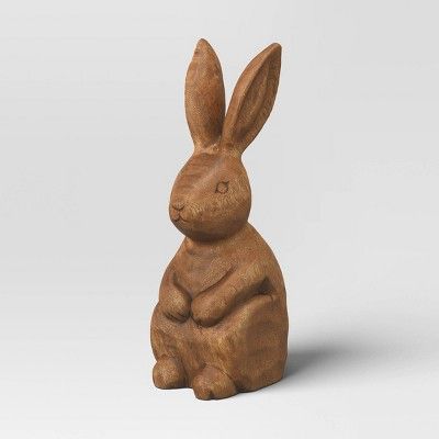 Wood Standing Easter Bunny Decorative Figurine Dark Brown - Threshold™ | Target