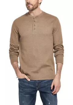 Men's Long Sleeved Waffle Henley T-Shirt | Belk