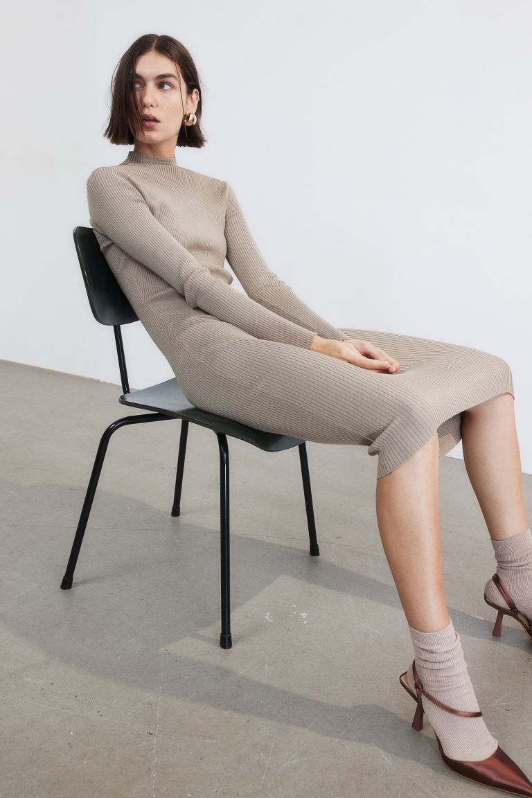 Rib-knit turtleneck dress | H&M (UK, MY, IN, SG, PH, TW, HK)