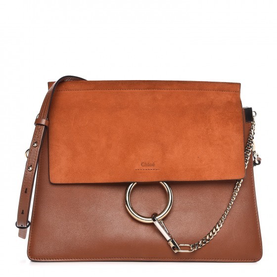 CHLOE Suede Calfskin Medium Faye Shoulder Bag Tobacco | Fashionphile
