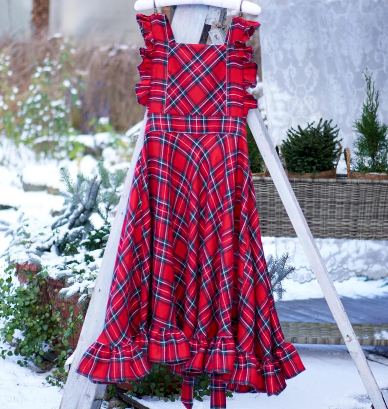 Tartan Linen Pinafore Apron: 50s Style Christmas Apron | Etsy (US)