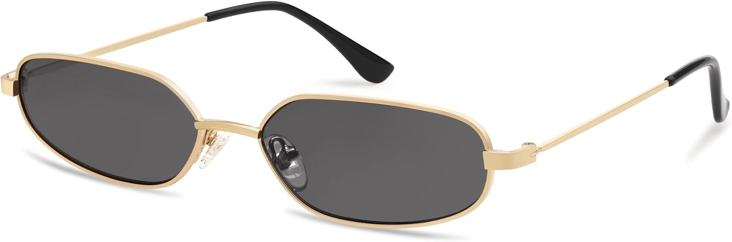 Small Oval Sunglasses For Women Men Retro Rectangle Metal Sun Glasses AP3685 | Amazon (US)