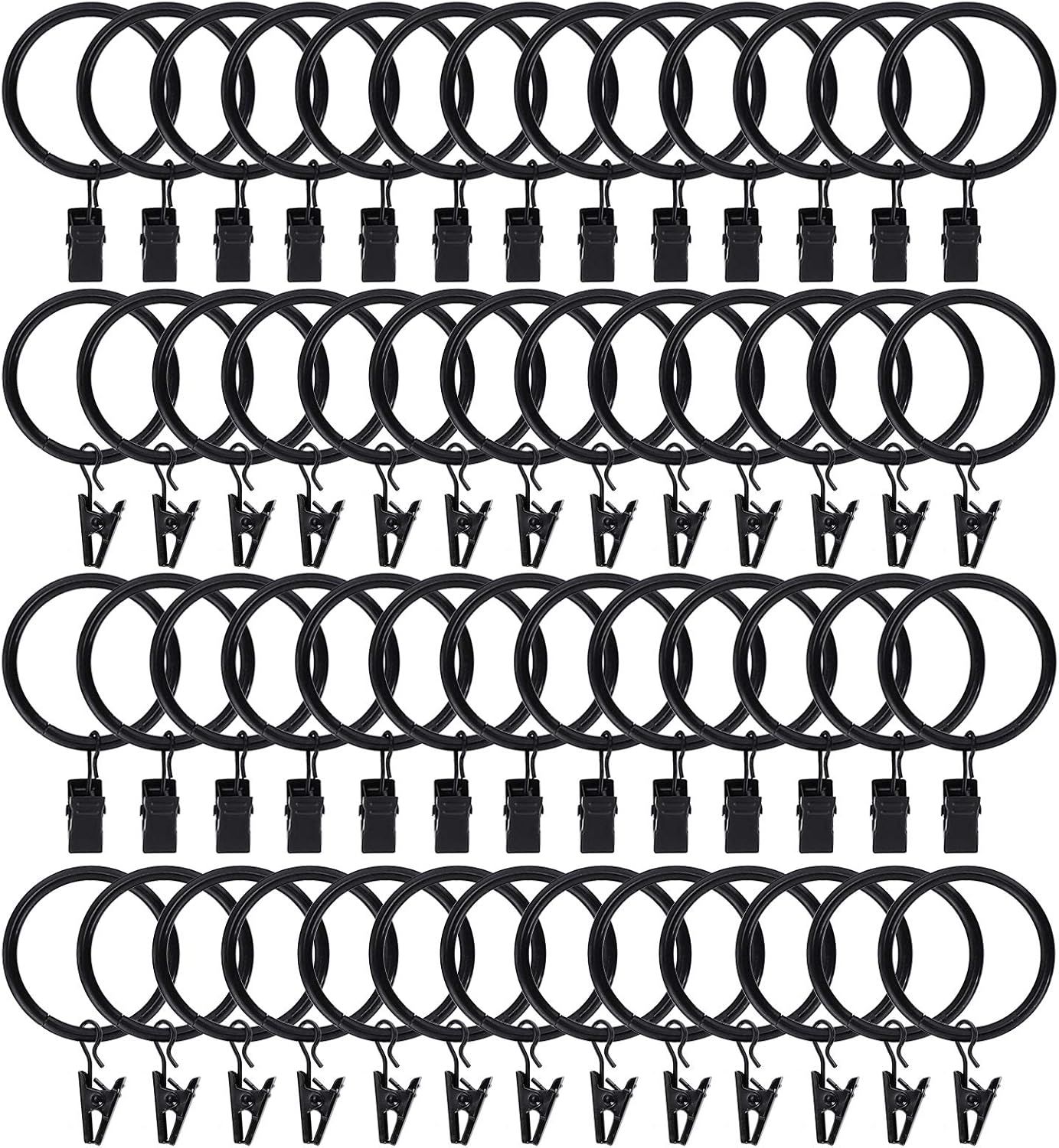 100pcs Rustproof Drapery Matte Stainless Steel Metal Curtain Rings with Clips 1.5 inch Drapery Ri... | Amazon (US)