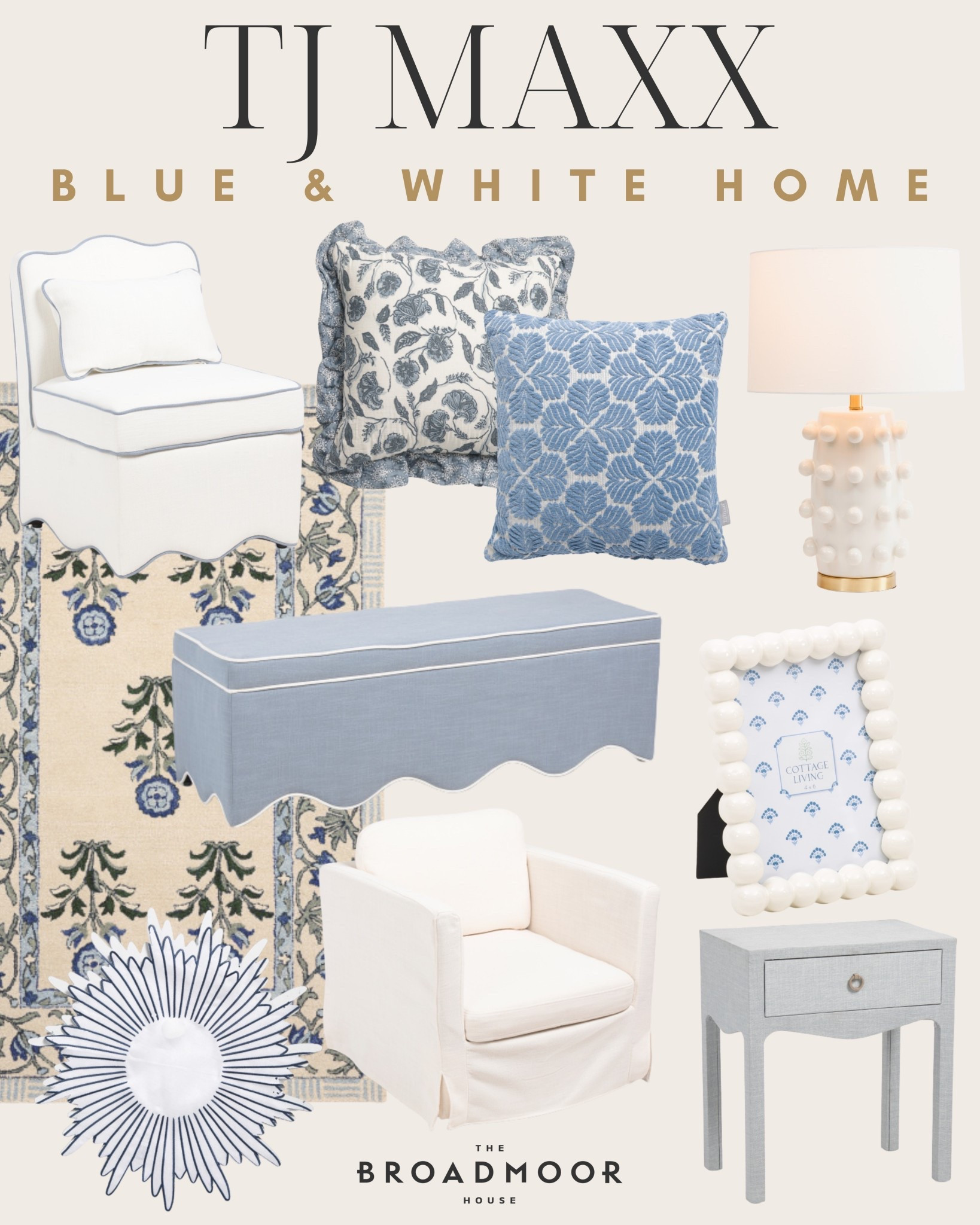 Blue and white home!


Home decor, furniture, look for less, TJ Maxx, Marshalls

#LTKFindsUnder100 #LTKHome #LTKSeasonal