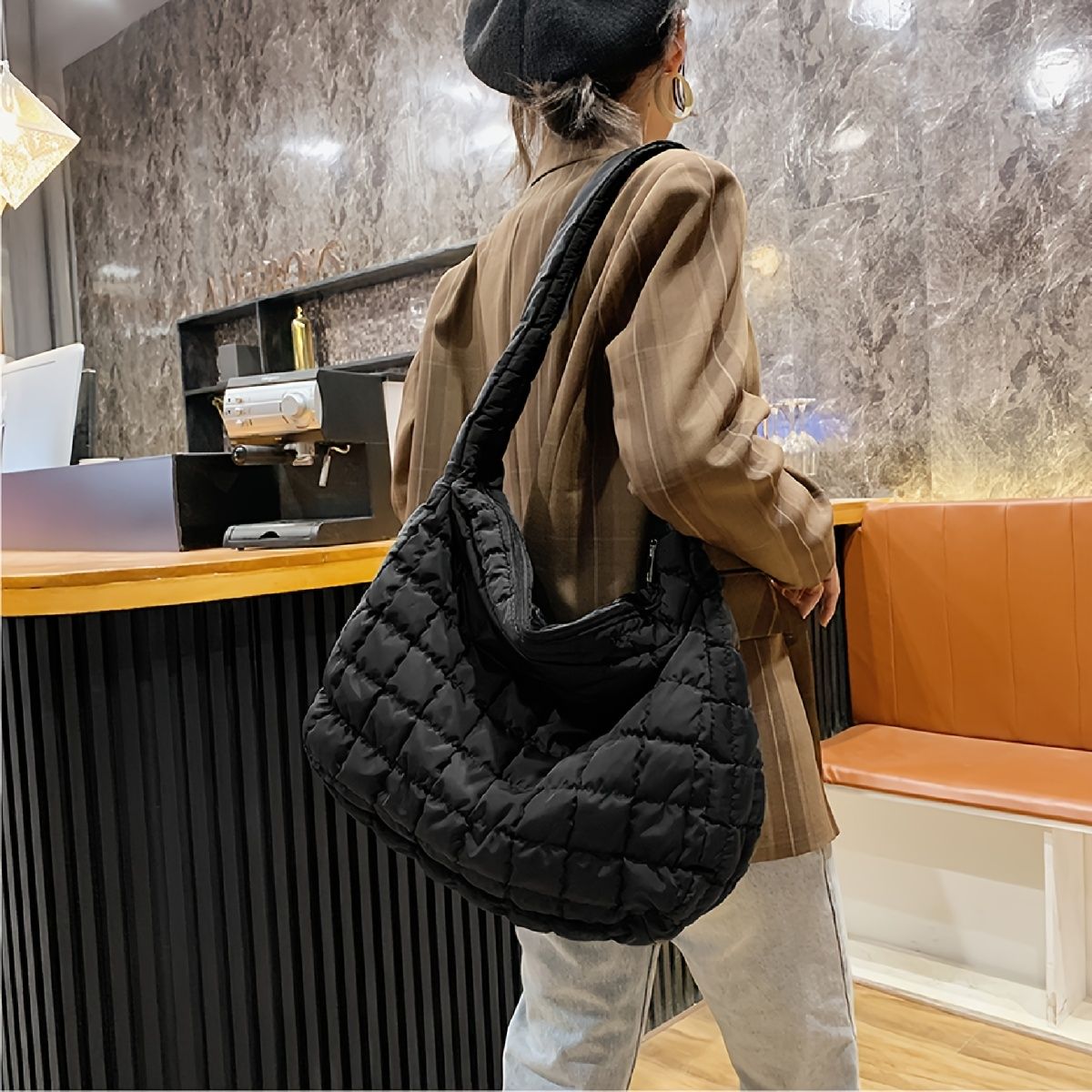 Puffer Quilted Hobo Bag, Large Capacity Crossbody Bag, Women's Padded Shoulder Bag | Temu Affiliate Program