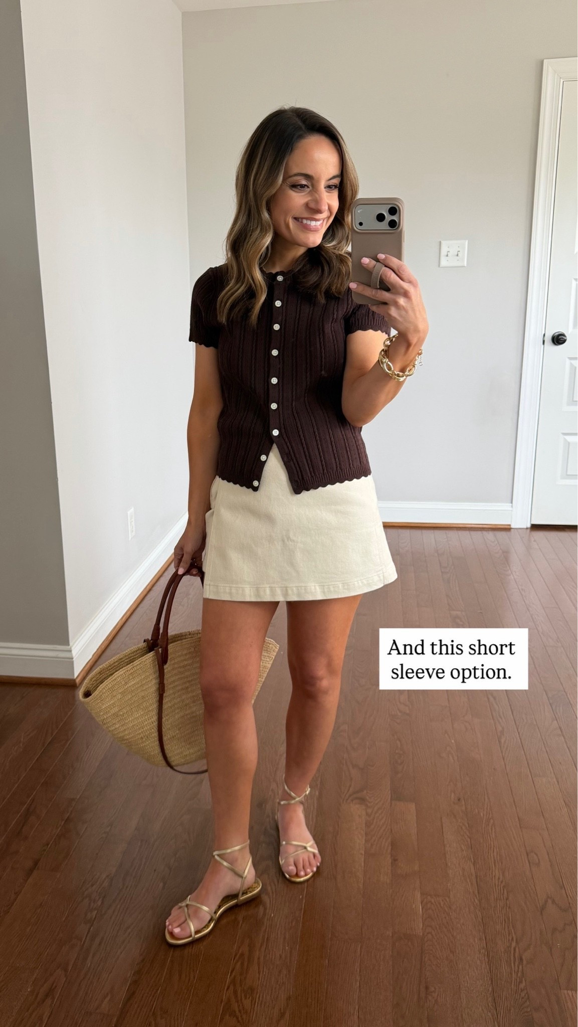 40% off finds worth trying while they’re on sale at J.Crew! 

Jackie Cardigan: xs (shown in red, yellow, brown short sleeve)
Cotton Lace Top: xxs 
Audrey Sandals: true to size 
Skort: xxs/00 - not on sale 

Other pieces not J.Crew 
White shorts (Quince): 24 
Jelly shoes (Sam Edelman): true to size 
White skirt (Abercrombie): petite xxs 
Wide leg jeans (Quince): 24 short 
Pink cardigan (Target): xxs 
Gold Sandals (Sam Edelman): true to size