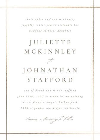 "Classic Line Frame" - Customizable Foil-pressed Wedding Invitations in White by Wildfield Paper ... | Minted