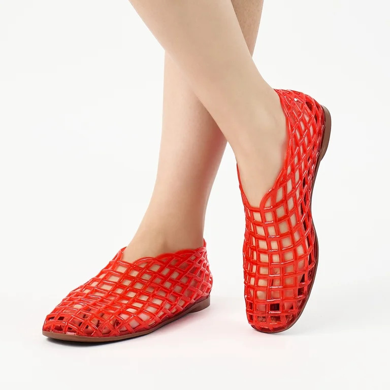 Ecetana Women's Jelly Sandals Mesh Flats Breathable Clear Hollow Jelly Shoes for Women | Walmart (US)