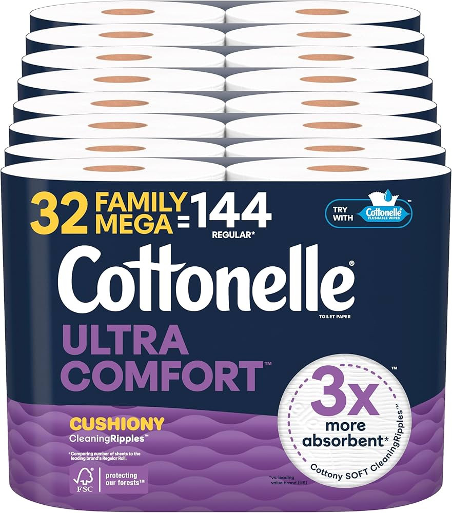 Cottonelle Ultra Comfort Toilet Paper with Cushiony CleaningRipples Texture, 32 Family Mega Rolls... | Amazon (US)