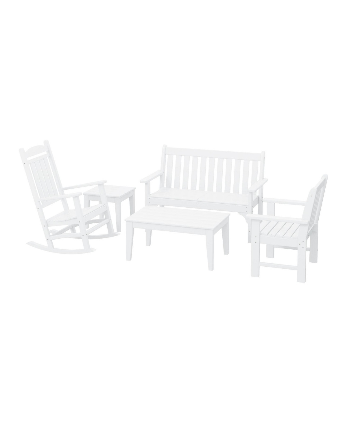 WestinTrends 5-Piece Hdpe Outdoor Patio Furniture Couch and Rocking Chair Set - White | Macy's