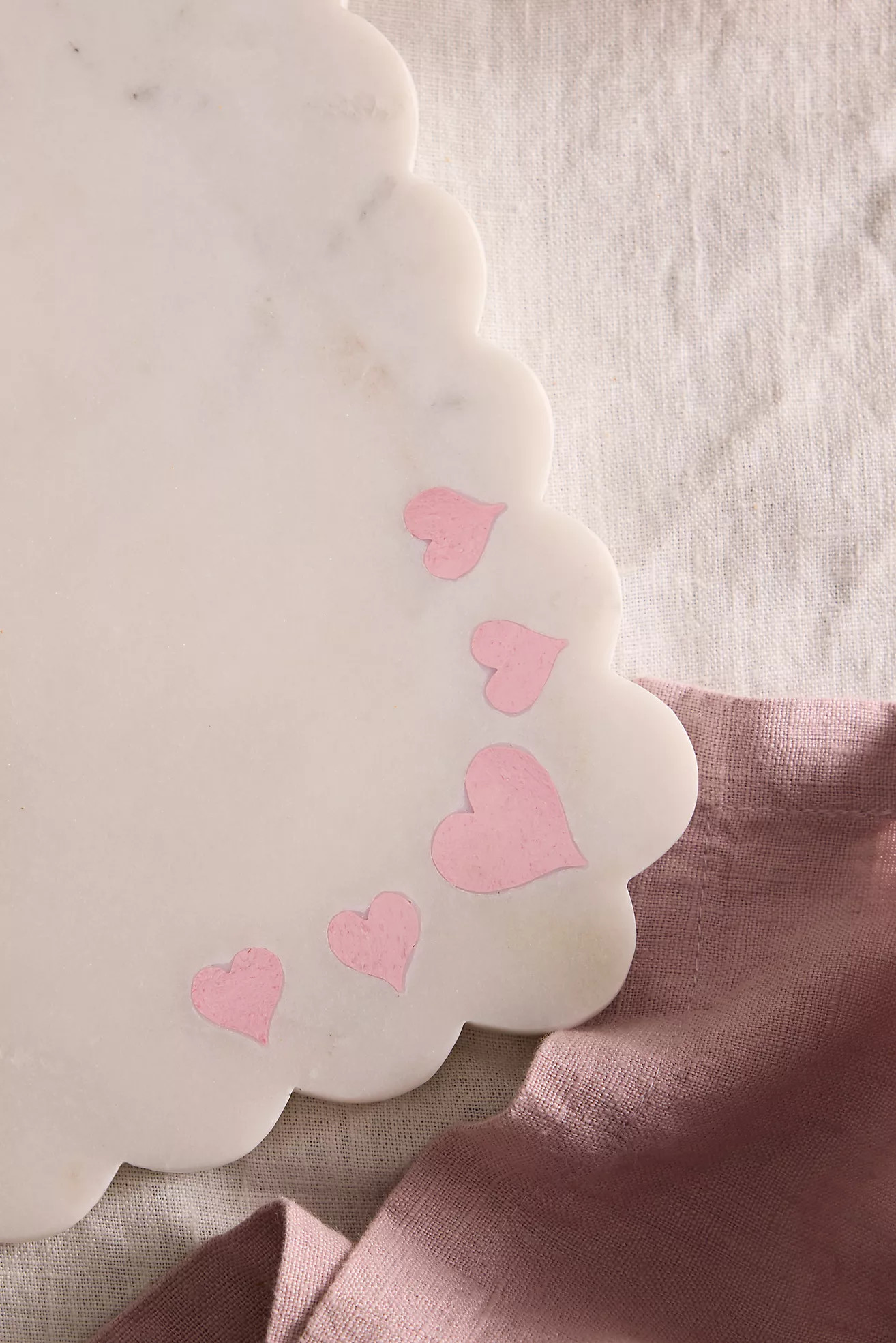 Heart Inlay Scalloped Marble Serving Board | Anthropologie (US)