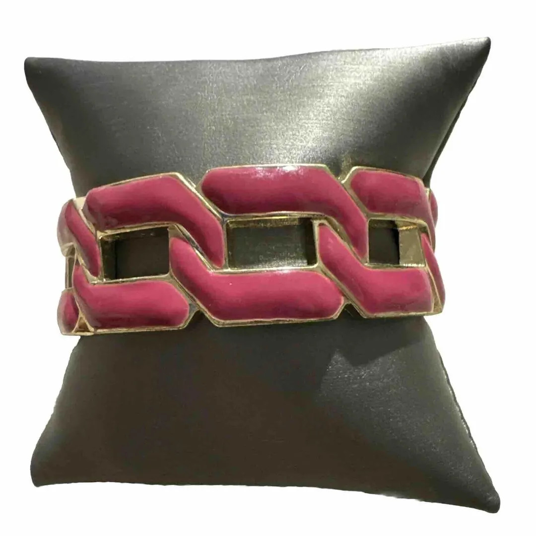 Vintage Estate Pink/gold Enameled Openable Chain/link Band Bracelet - Etsy | Etsy (US)