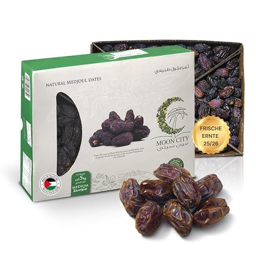 Alucra Medjool Datteln Medium 5 kg - Hochwertige Trockenfrüchte aus Palästina - Natürlich süß ohne Zuckerzusatz - Zartes Fruchtfleisch & Protein Snack - Für Desserts, Smoothies, Backen und Rezepte | Amazon (DE)
