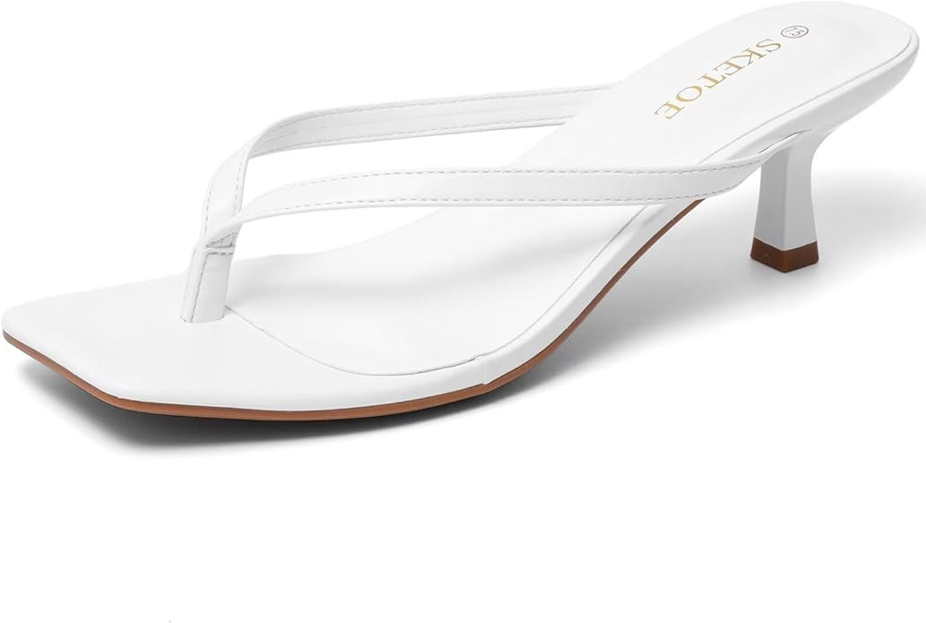 Kitten Heels for Women Square Toe Sandals Flip Flop Heels Thong Sandals Comfortable Summer 2 Inch... | Amazon (US)