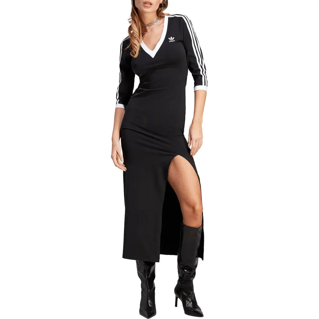 adidas Originals Adicolor Classics 3-Stripes Maxi Dress in Black at Nordstrom, Size Xx-Small | Nordstrom