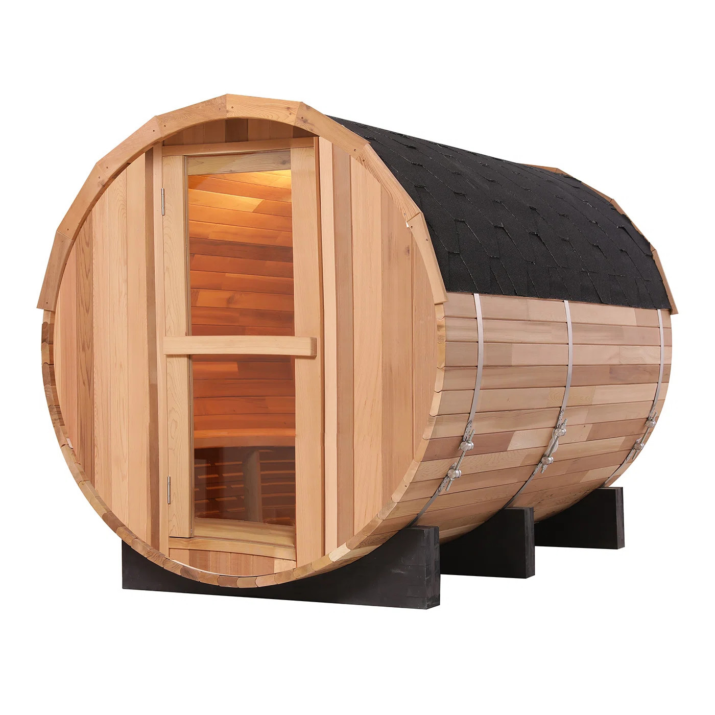 Anyi 4-Person Patchwork Red Cedar Traditional Steam Sauna without Scarabs | Wayfair North America