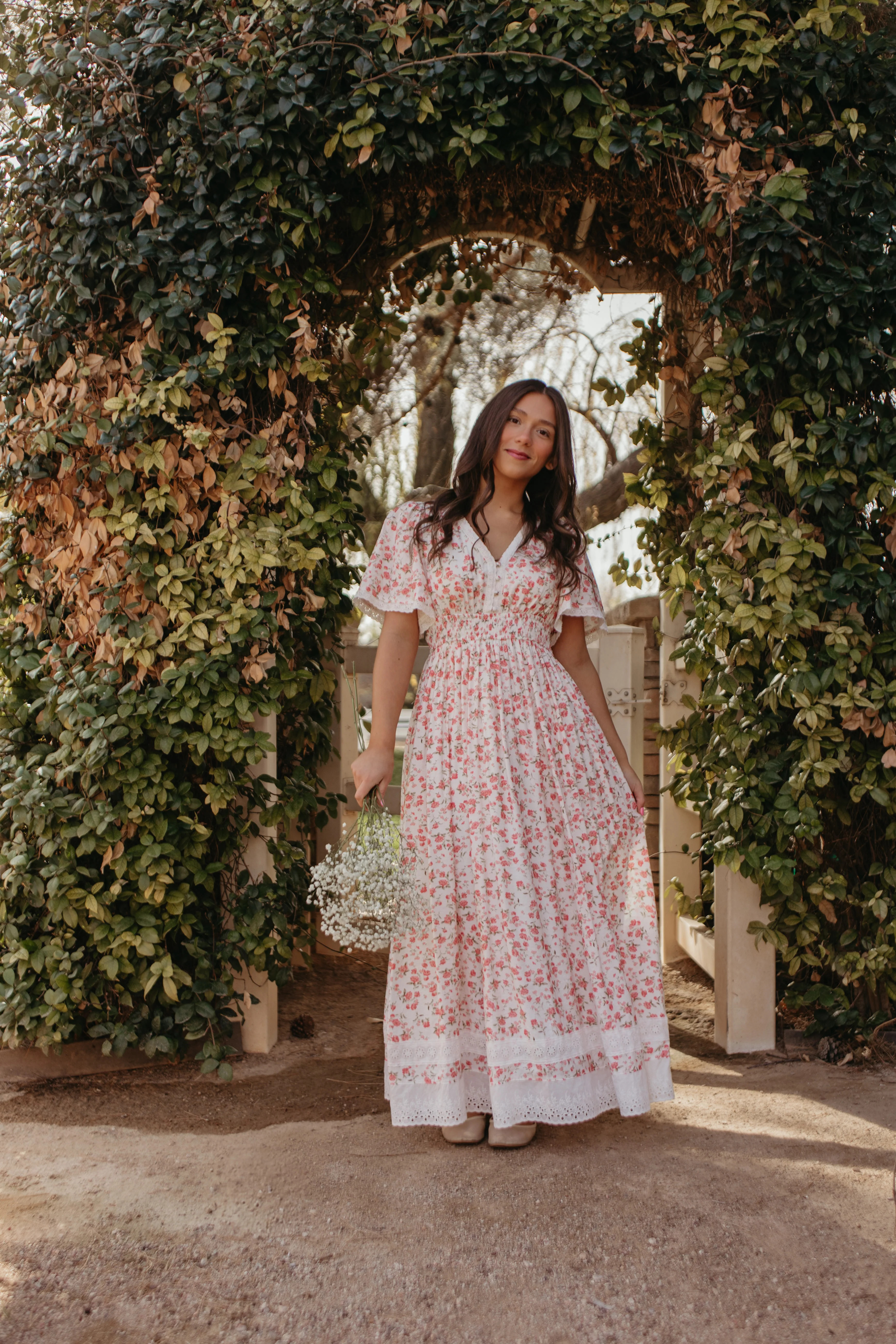 THE EVELYN FLORAL MAXI DRESS IN ENGLISH ROSE | Pink Desert