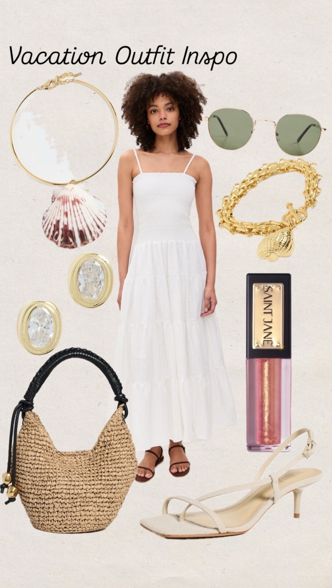 Vacation outfit inspiration
Bracelet
Straw bag
Raffia bag
Sandals
Sunglasses
Seashell Necklace
White dress
Summer outfit
Spring outfit

#LTKFindsUnder50 #LTKFindsUnder100 #LTKStyleTip