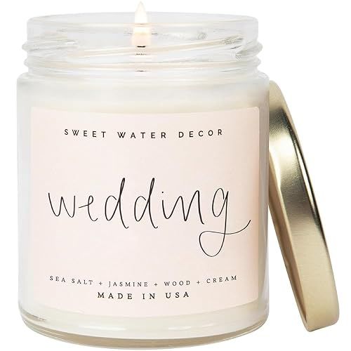 Sweet Water Decor Wedding Candle - Sea Salt, Jasmine, Cream, and Wood Scented Soy Wax Candle for ... | Amazon (US)