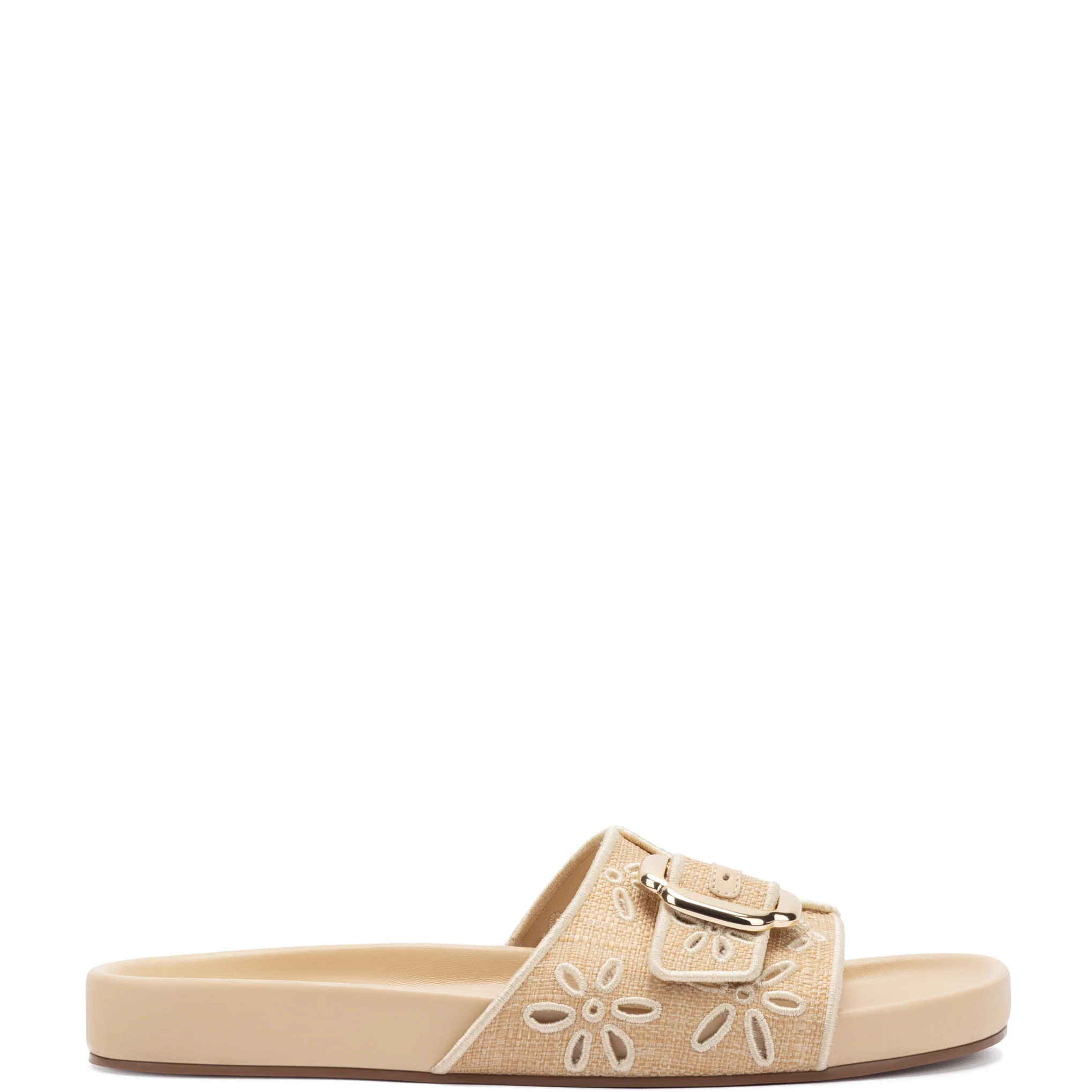 Chloe Slide In Beige Raffia | Larroude
