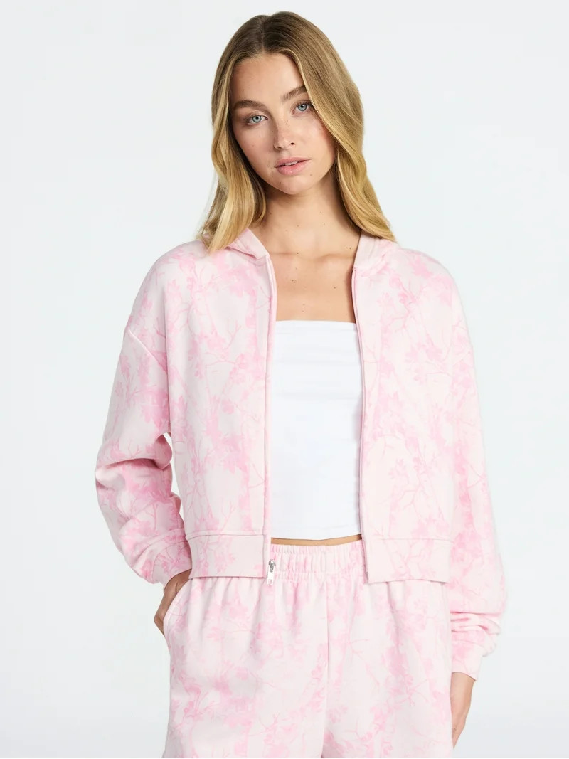 No Boundaries Boxy Zip-Up Hoodie, Women's XXS-XXL | Walmart (US)