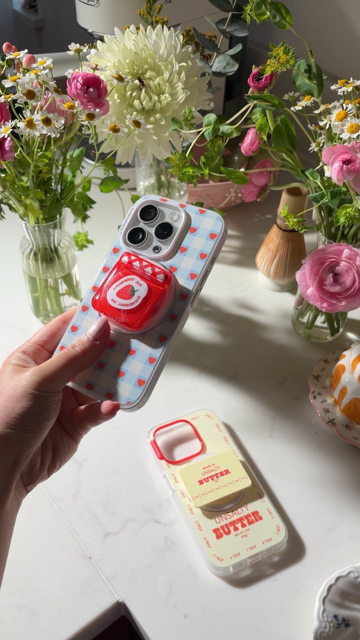 Cutest butter and jam iPhone cases with pop sockets!