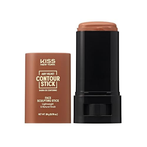 Kiss New York Airy Velvet Contour Stick, Cool Toned Face Sculpting Cream Makeup, Buildable with Lightweight Natural Finish, Hyaluronic Acid & Green Tea Extract (6 Rich, 0.70 Ounce) | Amazon (US)