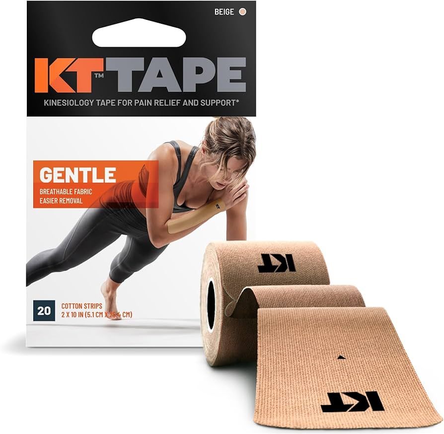 KT Tape, Kinesiology Athletic Tape, Gentle Adhesive for Sensitive Skin, 20 Count, 10" Precut Stri... | Amazon (US)
