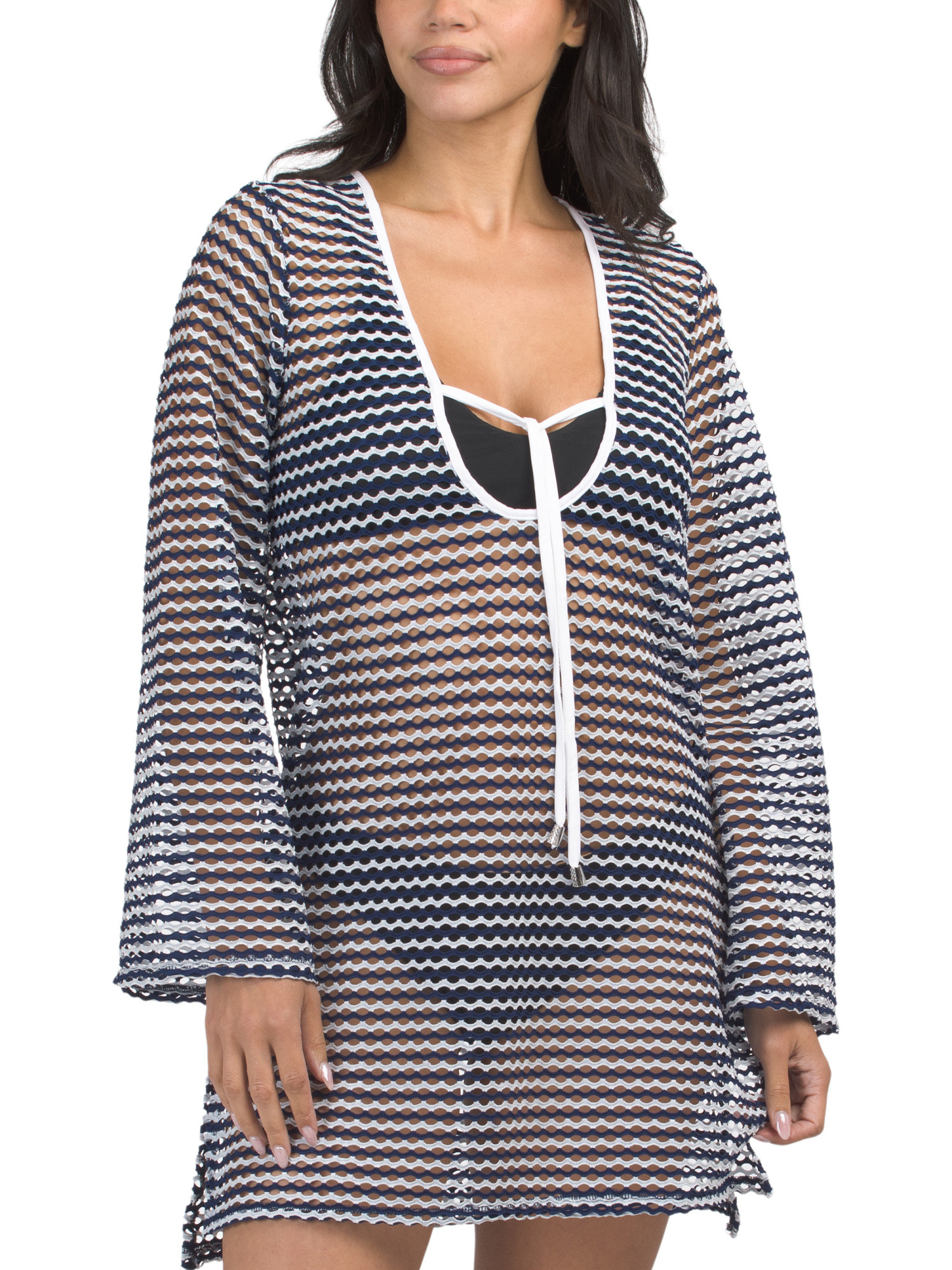 Tie Front Mesh Swim Cover-up Tunic | Cover-ups | Marshalls | Marshalls
