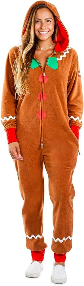 Tipsy Elves Women's Gingerbread Cozy Jumpsuit - Comfy Gingerbread Cozy Christmas Onesie | Amazon (US)