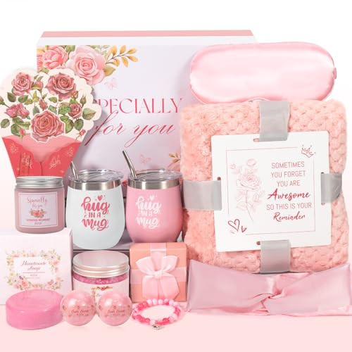 Mother's Day and Get Well Gifts for Women,Birthday Gifts Basket for Women,Relaxing Spa Care Package With Luxury Flannel Blanket,Unique Self Care Gift Basket for Mom, Wife, Friends | Amazon (US)