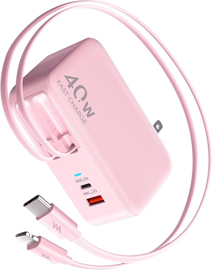 4-in-1 Retractable Gan Wall Charger Plug for iPhone 17 USB C,Travel Essentials Brick Multiport,3f... | Amazon (US)