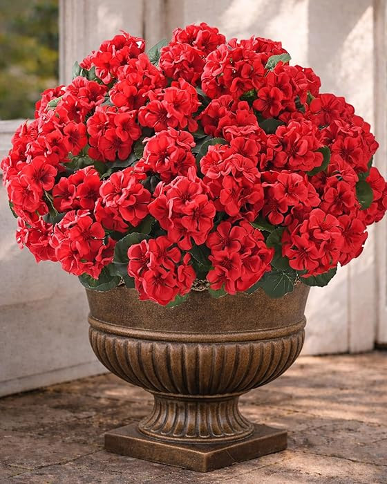 Artificial Flowers for Outdoors \u2013 6 Bundles of UV-Resistant Artificial Geraniums, Realistic ... | Amazon (US)