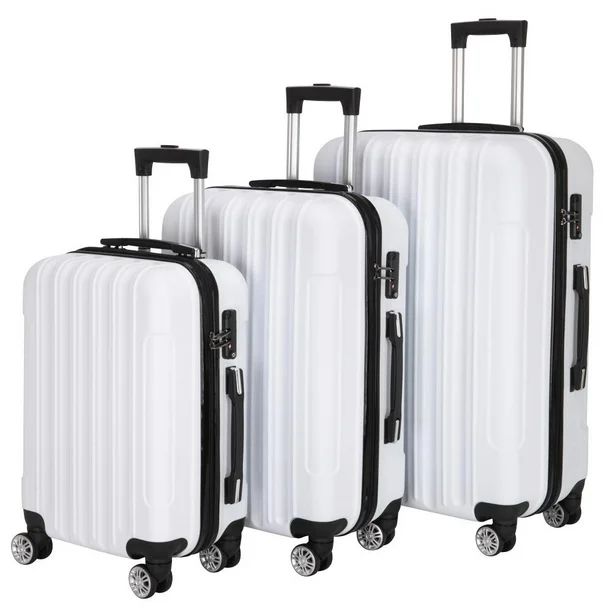 Zimtown 3 Piece Nested Spinner Suitcase Luggage Set With TSA Lock White | Walmart (US)