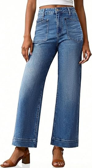 Cicy Bell Womens Cropped Wide Leg Jeans Stretchy High Waisted Trendy Capri Baggy Denim Ankle Pant... | Amazon (US)