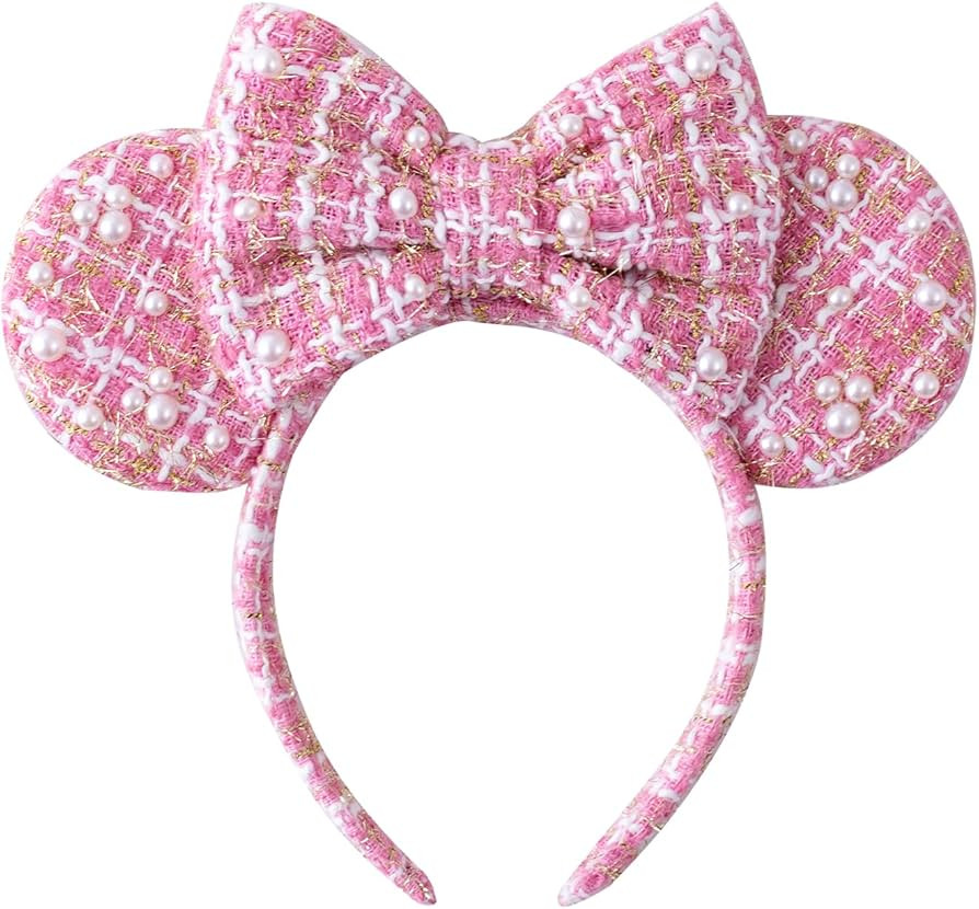 Pearl Mouse Ears Bow Headbands for Girls Kids Sparkle Hair Band Ear Headband Party Princess Trip ... | Amazon (US)