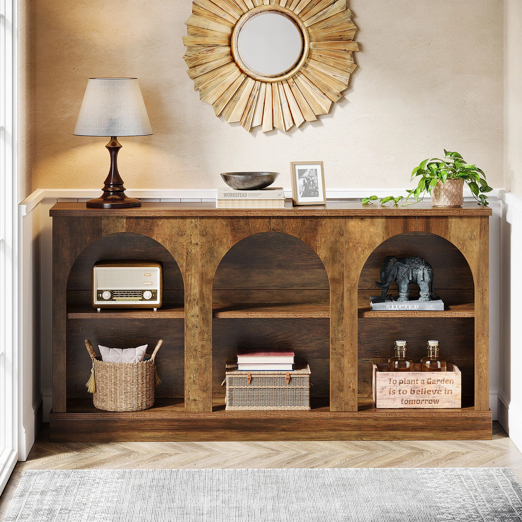 Chiswick 63" Long Wooden Farmhouse Entryway Console | Wayfair North America