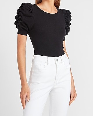 Short Ruffle Sleeve Sweater | Express
