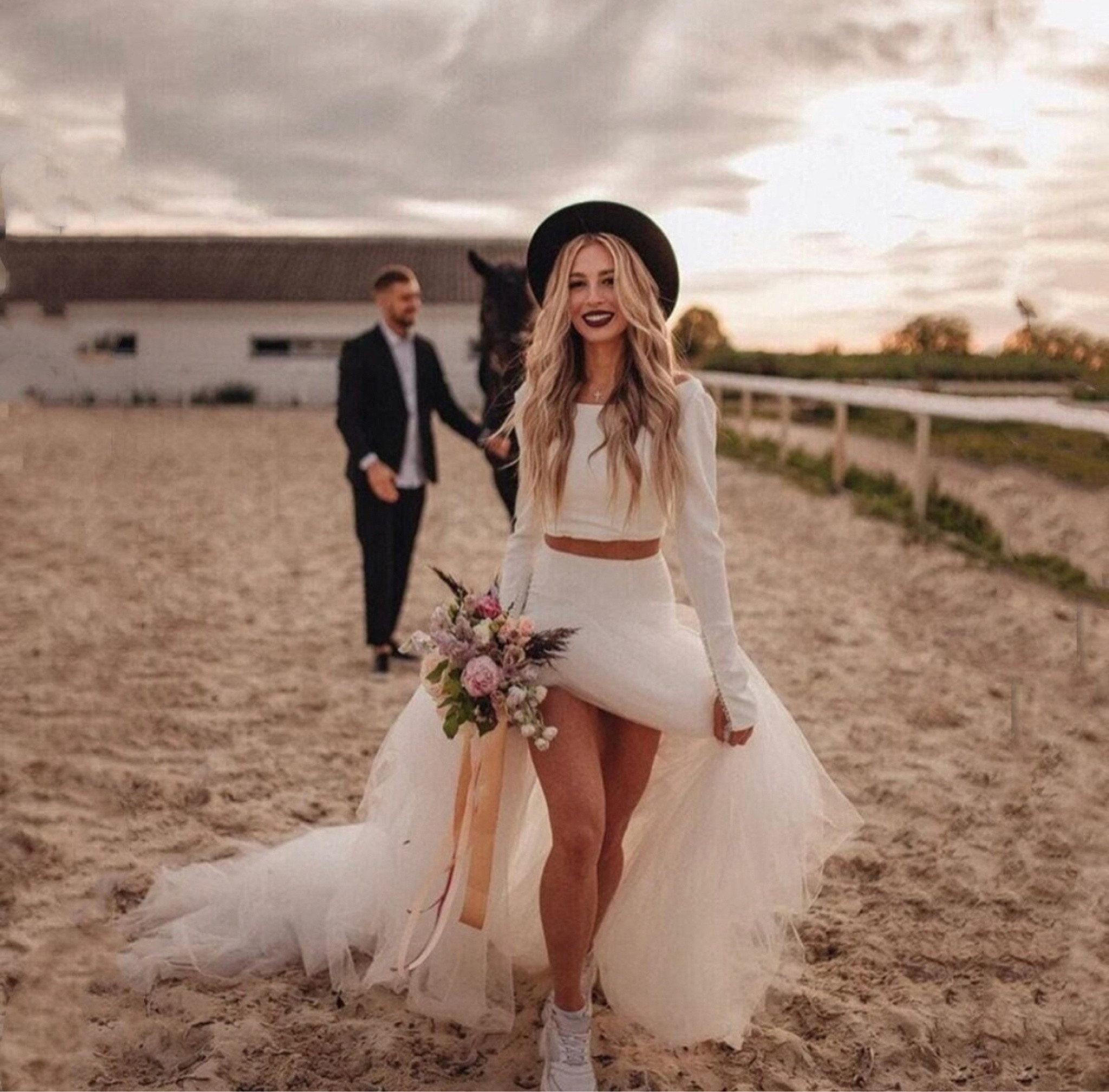 engagement photo dresses beach Boho Off The Shoulder Lace Flowers Beach Wedding Dress Wedding Gown US10 / As Picture
