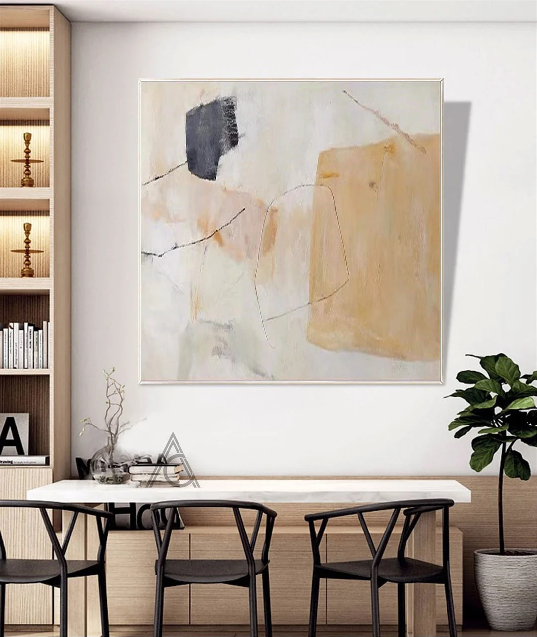 large contemporary Minimalist abstract painting Neutral Beige abstract art Beige painting Beige w... | Etsy (US)