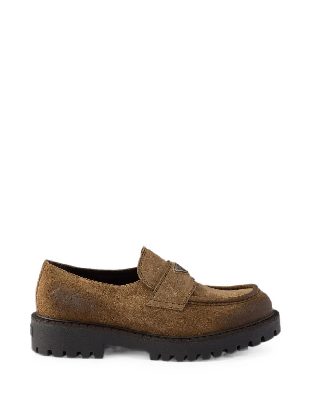 Prada aged suede loafers - Brown | Farfetch Global