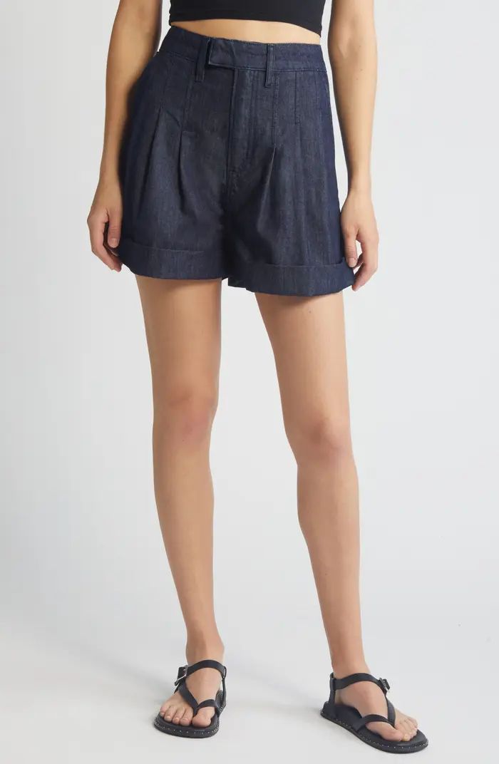 FRAME Pleated Wide Cuffed Denim Shorts | Nordstrom | Nordstrom