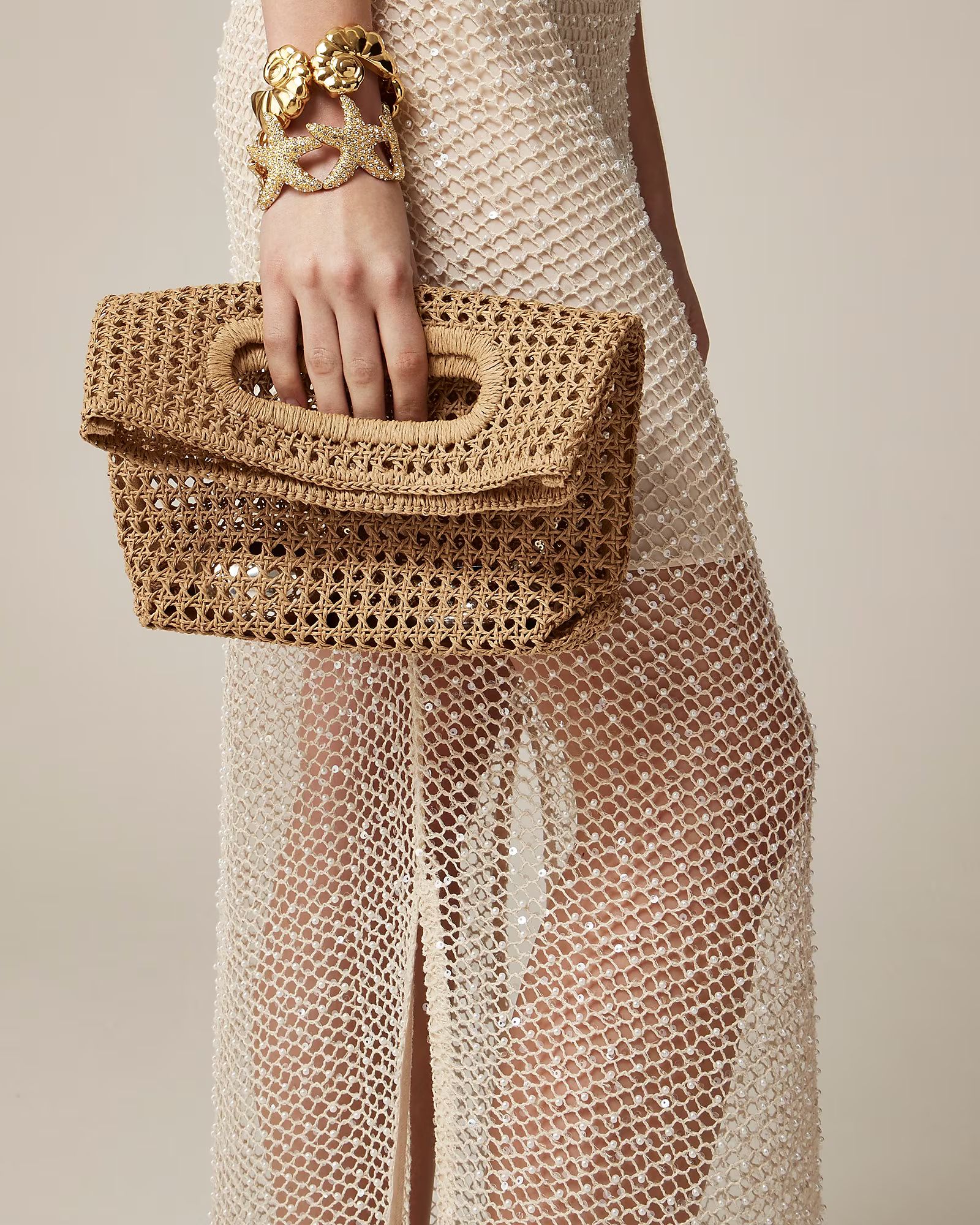 Open-weave foldover clutch | J. Crew US